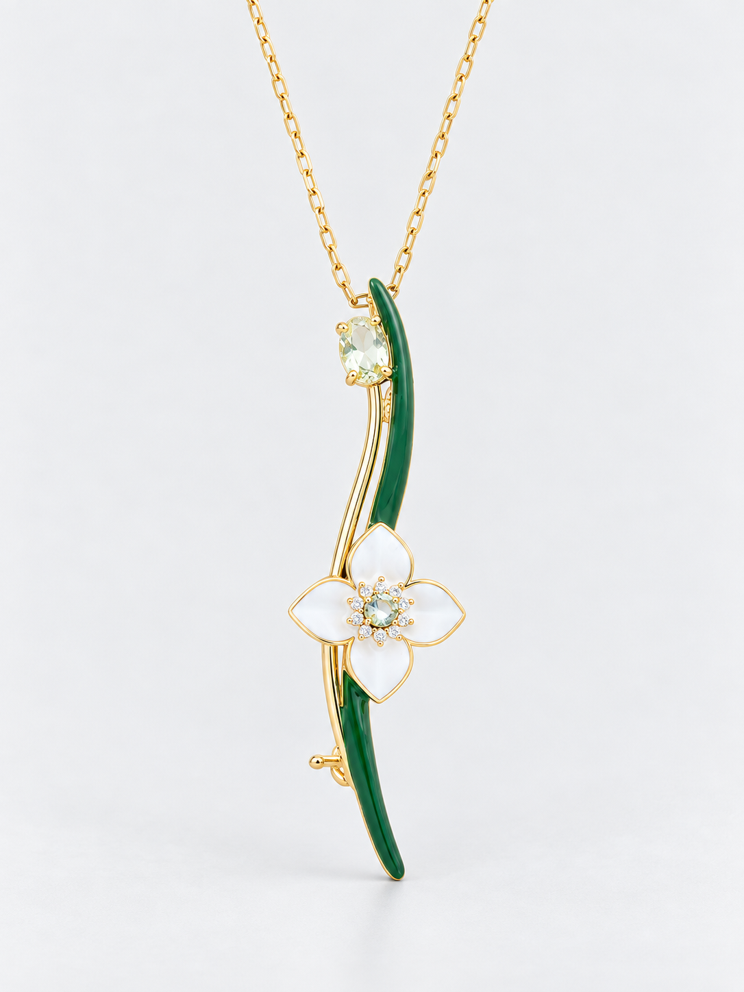 BALBINO Alba convertible aquamarine necklace and floral brooch