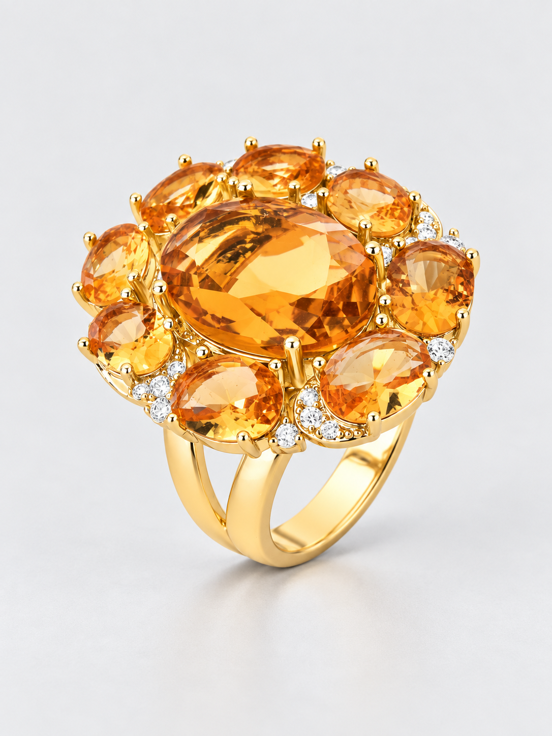 BALBINO Alma cocktail ring with amber-toned crystals
