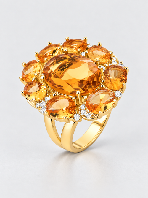 BALBINO Alma cocktail ring with amber-toned crystals