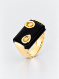 BALBINO Élan ring with black crystal and honey-toned gemstones