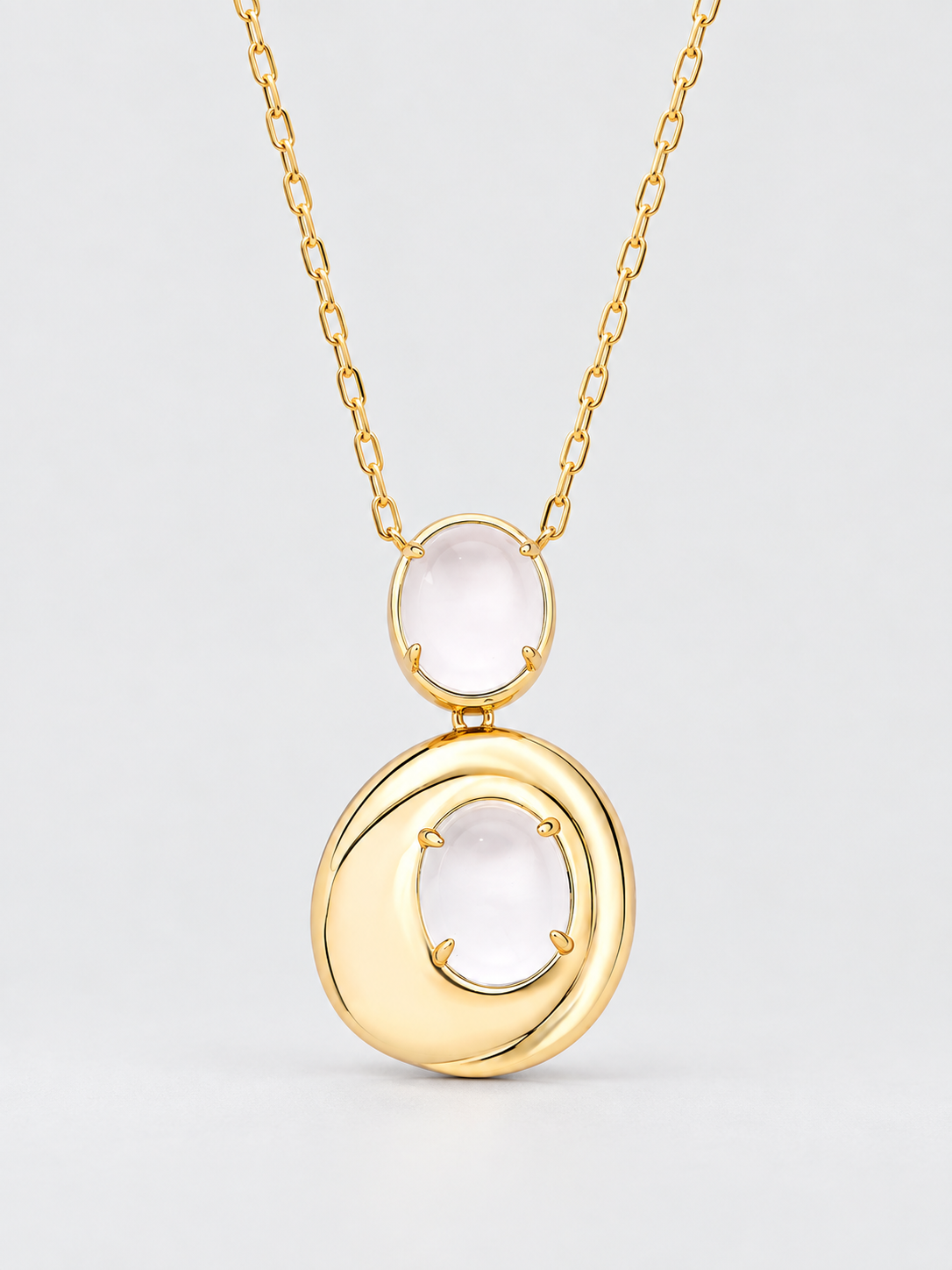 BALBINO Lumen necklace with translucent cabochons and sculptural golden forms