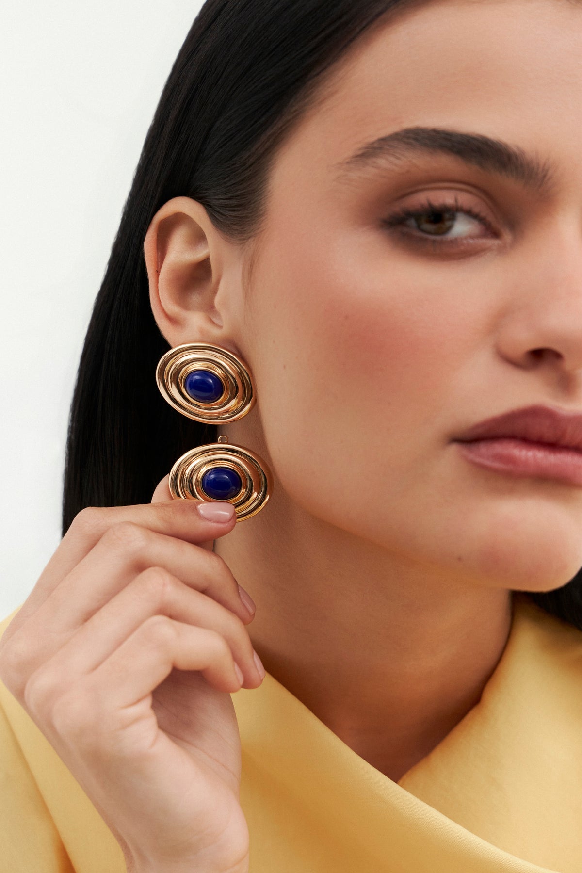 Model wearing Bossa 2-in-1 earrings by Balbino 