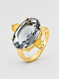 BALBINO Névoa ring with faceted grey spinel and citrine
