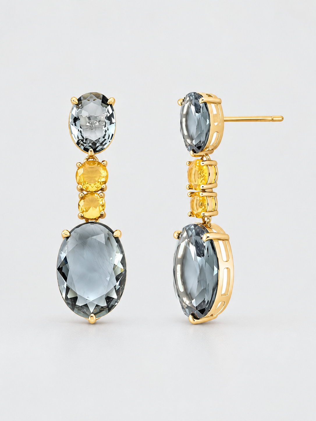 BALBINO Névoa drop earrings with grey spinel and citrine