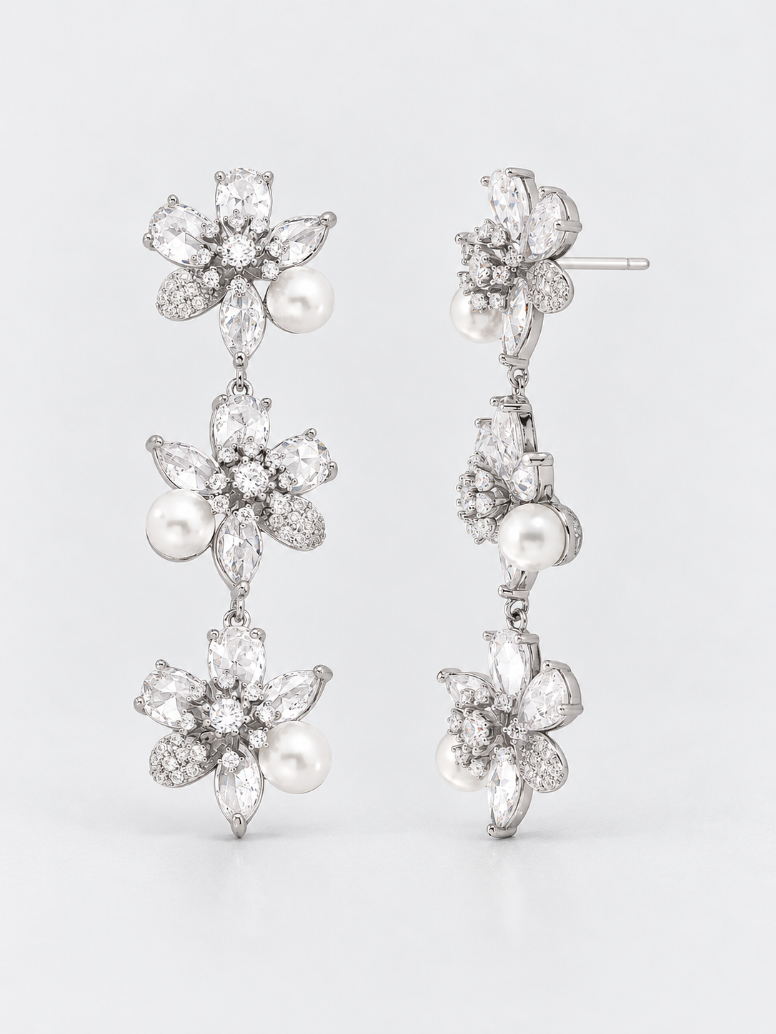 BALBINO Opaline earrings with pearls and crystal blossoms