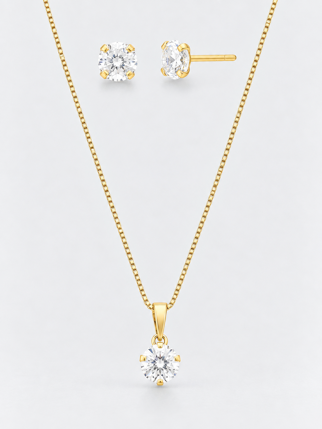 BALBINO Signature necklace and stud earrings with 6 mm faceted crystals