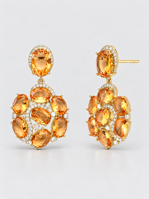 BALBINO Alma drop earrings with amber-toned crystals